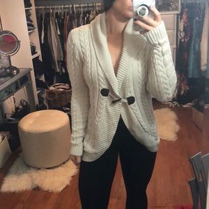 Cable knit toggle sweater